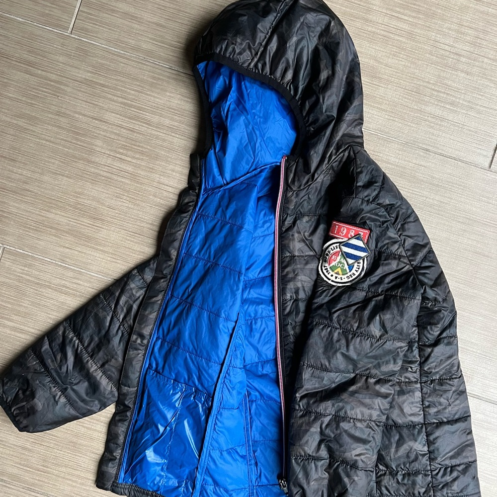 IKKS down fill light jacket spring fall hood boy size 6